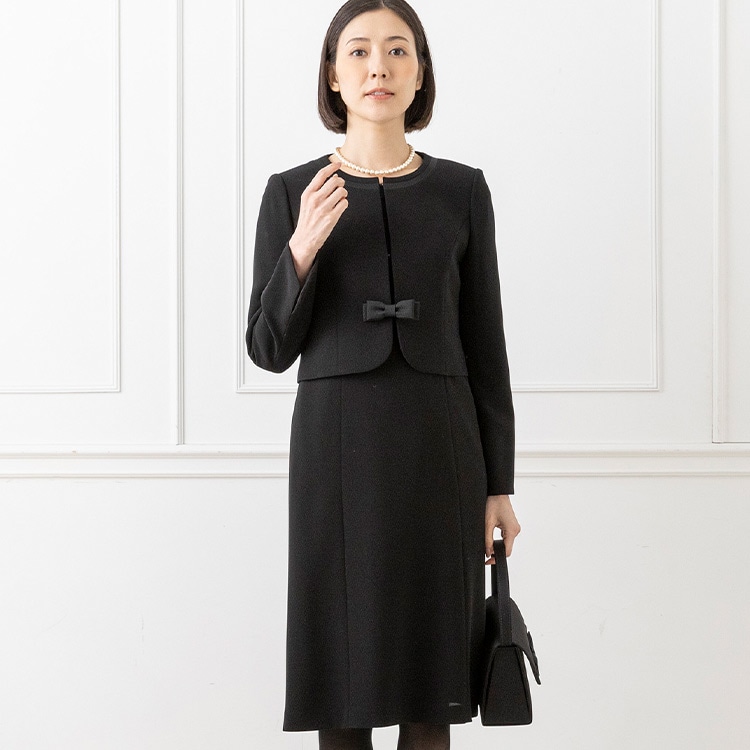 noir ブラックフォーマル ノーカラージャケット礼服 前リボン11
