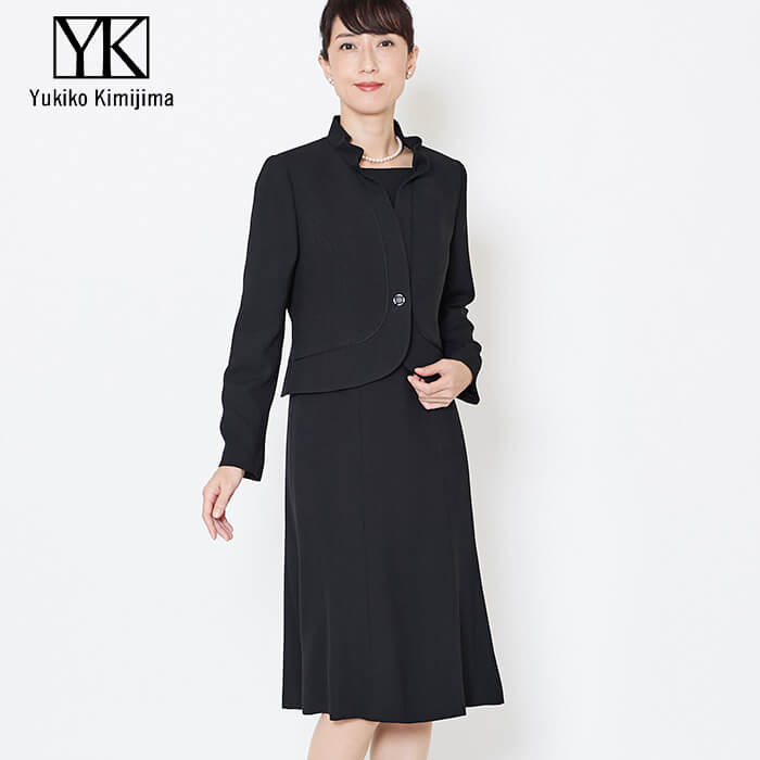 Yukiko Kimijima フリルカラージャケット＆前開きファスナー仕様ワンピース 2点セット