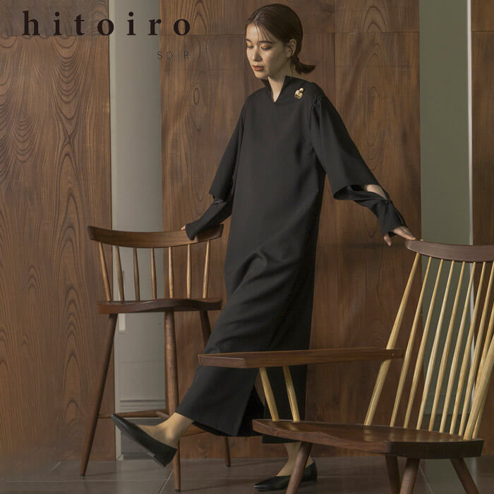 hitoiro SOIR スリットアクセントのワンピース