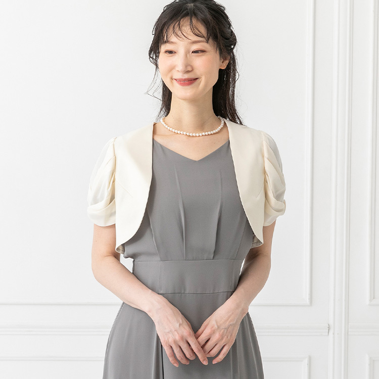 ラメジョーゼット タックスリーブボレロ