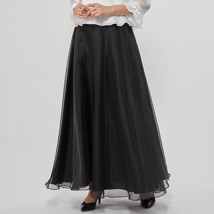 シャンブレーオーガンジーのフレアースカート