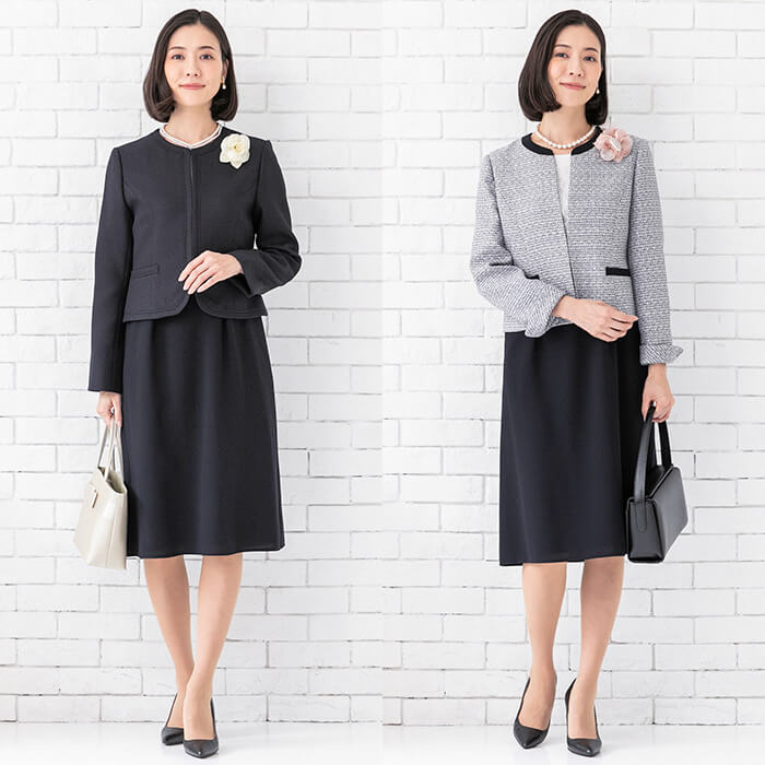 Vネックジャケット+無地ジャケット+セパレートワンピース セレモニー3点セット