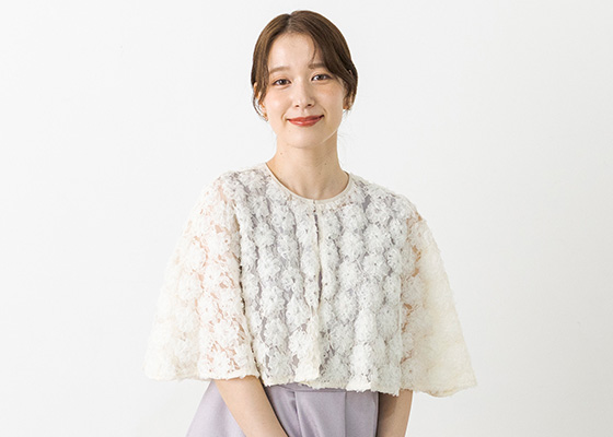 チュール刺繍ケープ付き